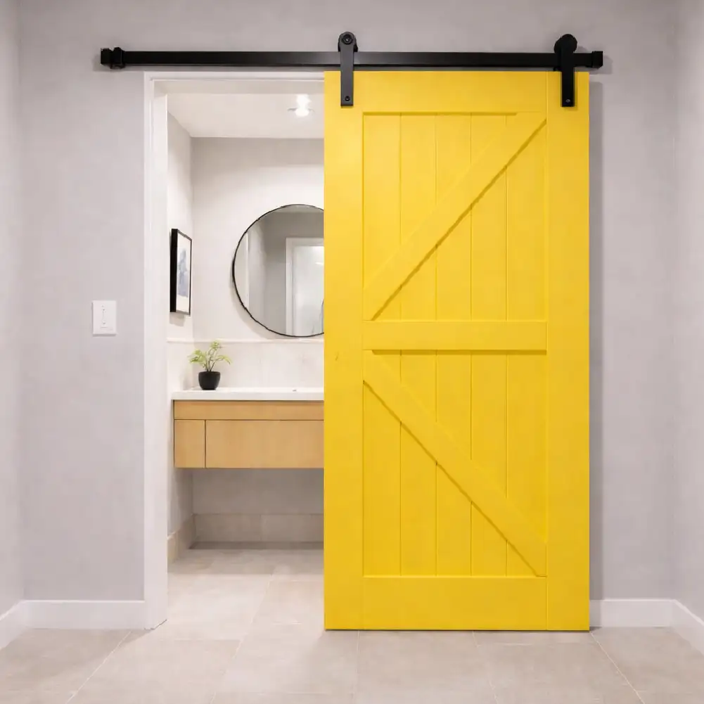 Barn style sliding pintu kayu door