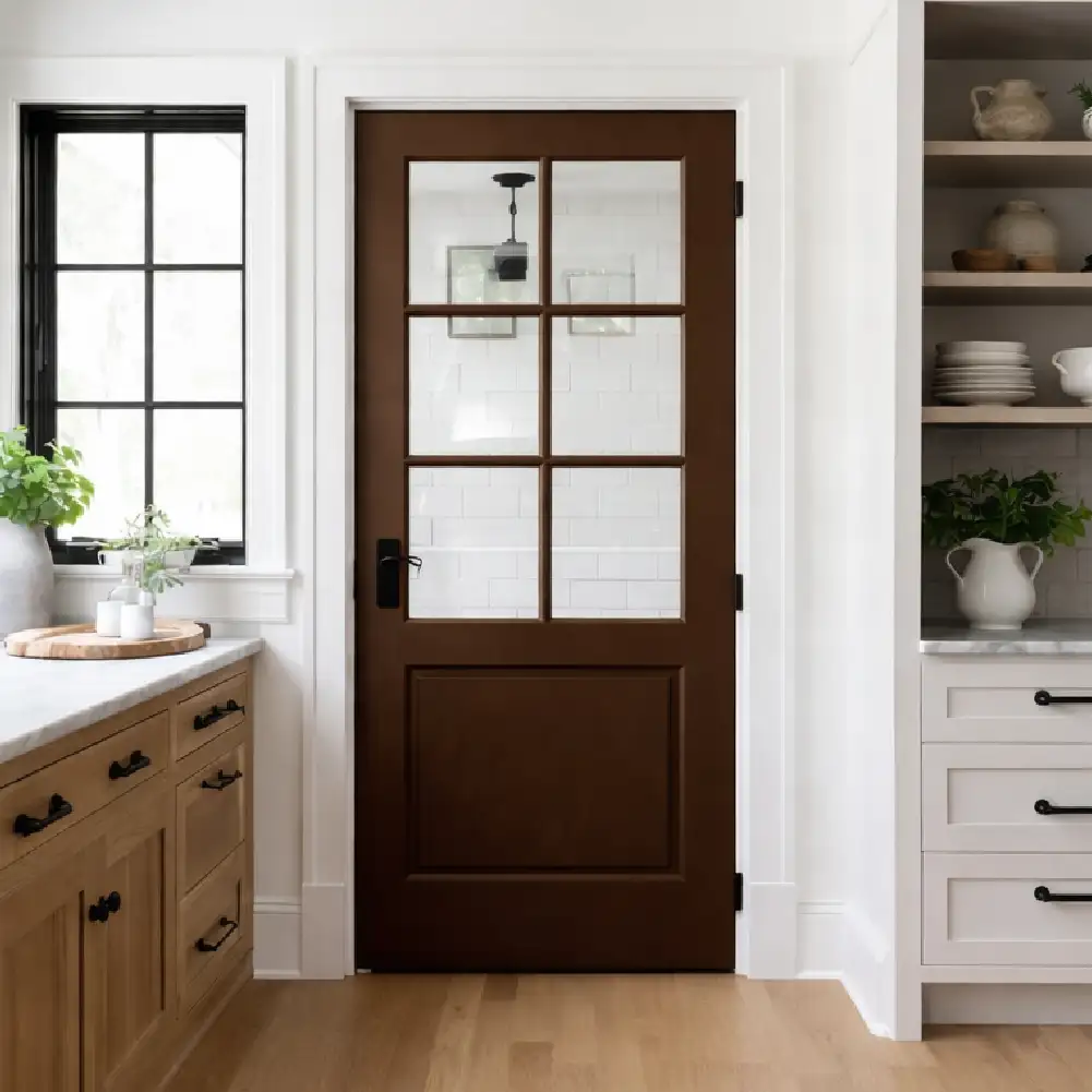 Glass panel pintu kayu door design