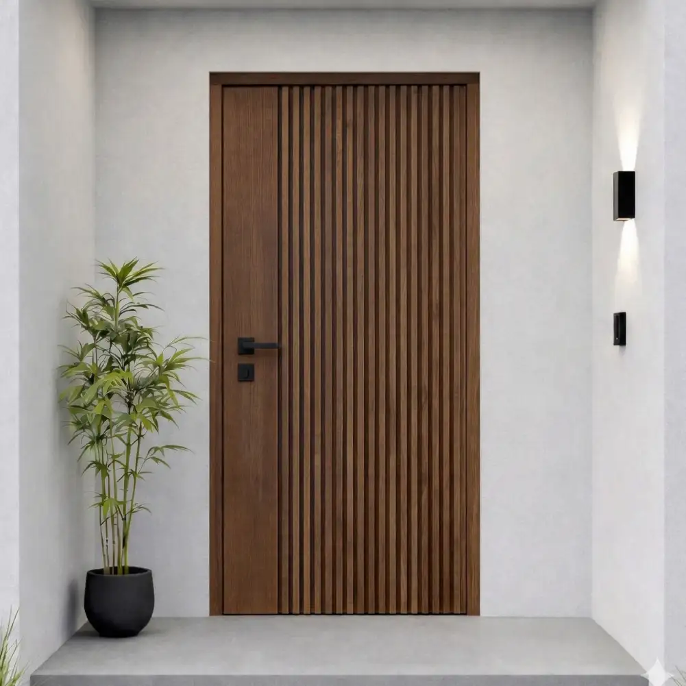 Solid real wood pintu kayu door design